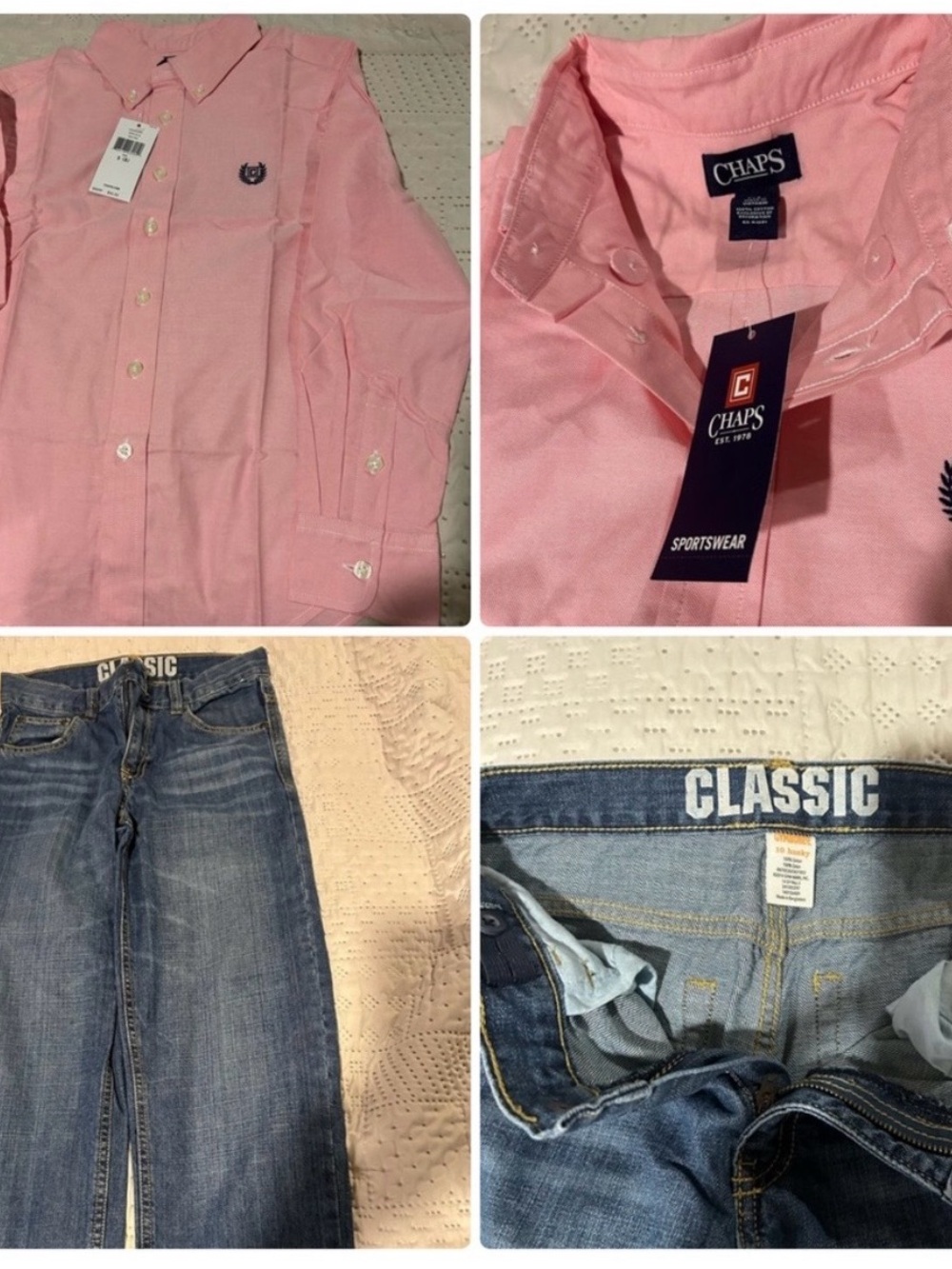 NWT Chaps Men’s Light Pink Long-Sleeve Button-Down Shirt Gymboree Jeans